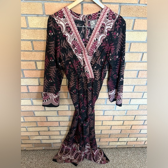 Anthropologie One September Breezeway Jumpsuit Embroidered Wide Leg Long Sleeve - Picture 3 of 11